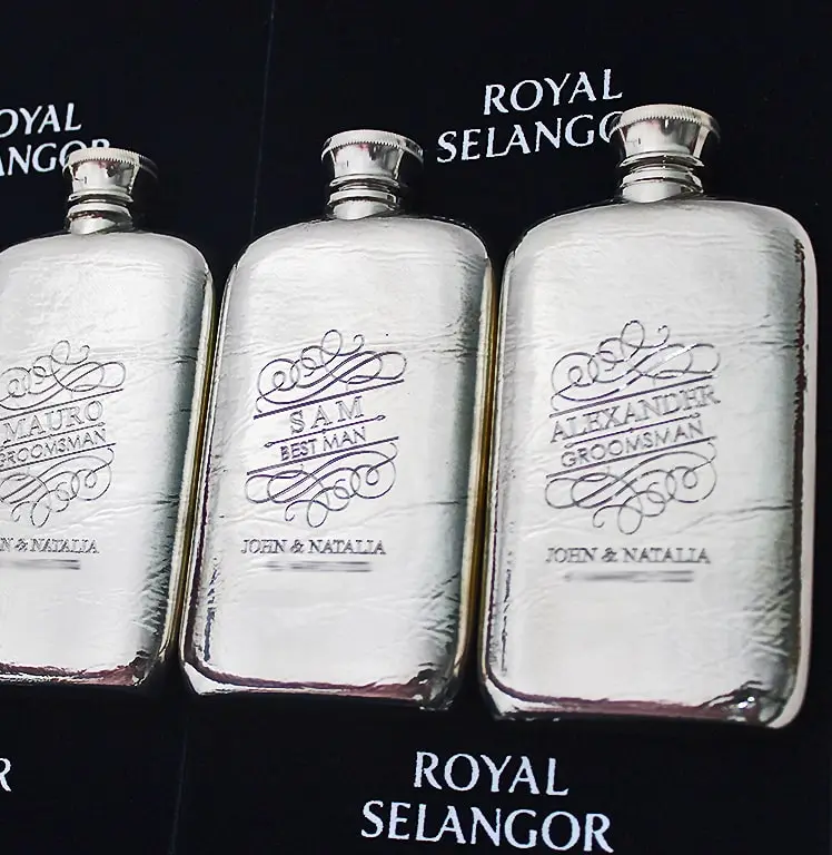 best man or groomsman pewter hip flask engraved